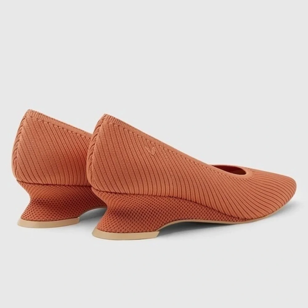 VIVAIA Pointed Toe Striped Wedge Flats Orange Women's EU/35 US/5 Comfort Shoes